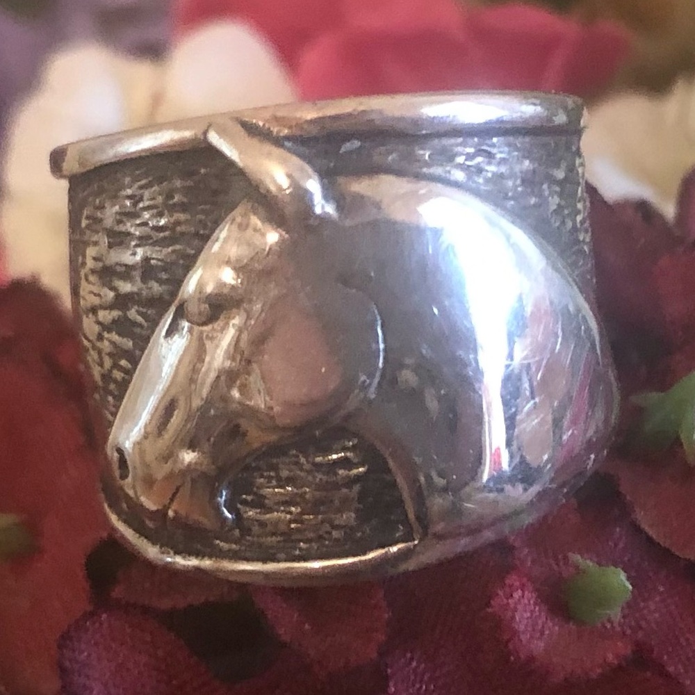 Rare Vintage Silpada Sterling Silver Equestrian Horse Head Ring R1460 Size 6 - Picture 3 of 12
